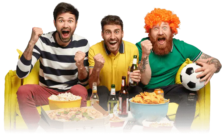 Catchon tv iptv subscription viewers cheering while watching live sports match with no buffering interruptions
