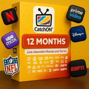 CatchON TV Live IPTV 4K 12 months subscription package with Netflix Prime Video Disney Plus HBO Max ESPN and NFL channels