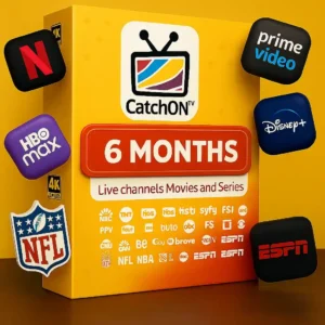 CatchON TV half year Live IPTV 4K membership with unlimited viewing across entertainment and athletics broadcast services